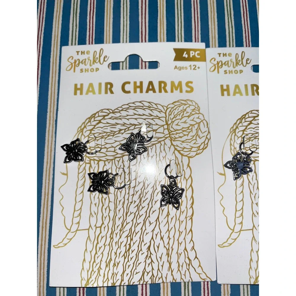 2 Packs The Sparkle Shop Butterfly Hair Charms Silver Tone 4 Pc Each